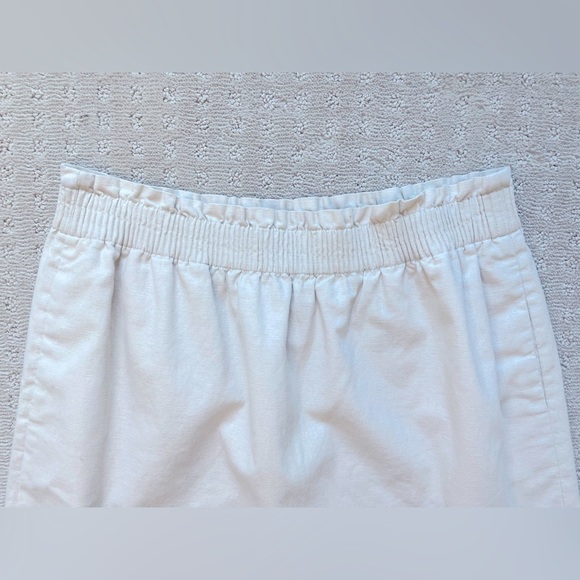 J.Crew Linen/ Cotton Blend City Skirt Sz 12. Ivory Pockets Pull-On Elastic Waist - Picture 4 of 11